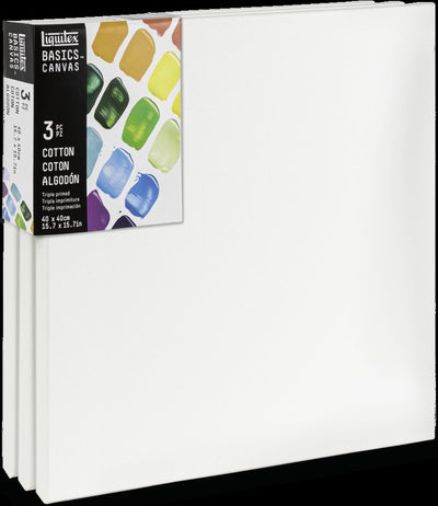 Liquitex 471040040 toile basics 40 x 40 cm – lot de 3 | Toile 100% coton env. 280 g m² | triple amorçage | convient à la peinture acrylique et à l'huile
