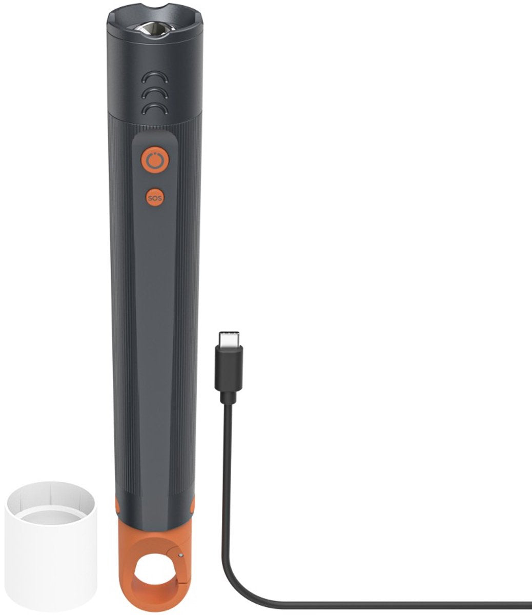 Lampe de poche Hama - flx1200-c - 1200lm - USB-C - aluminium - 4 modes + SOS - zoom - mousqueton - noir