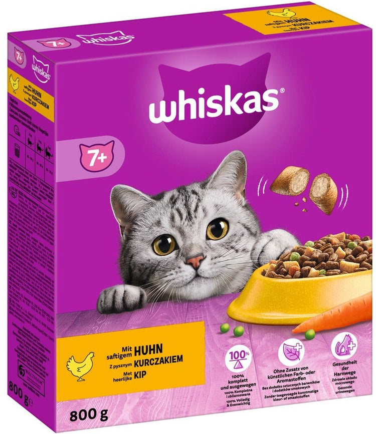 Whiskas croquettes senior - nourriture pour chat - poulet 800 g