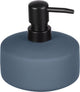 Wenko distributeur de savon avellino céramique bleu mat 380ml - pompe à savon autoportante et rechargeable - salle de bain WC cuisine