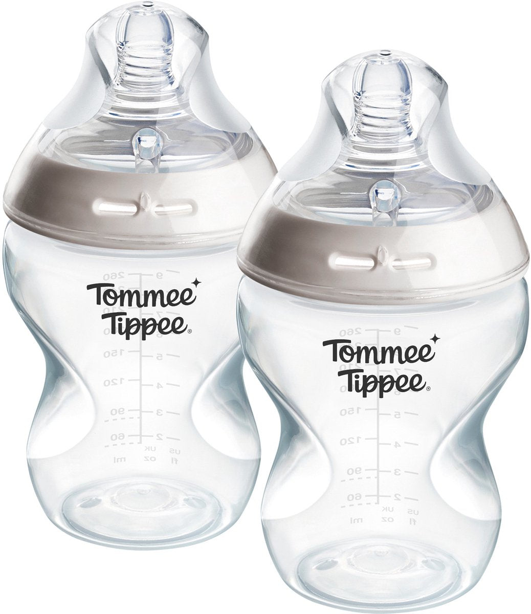 Biberons Tommee Tippee Natural Start - lot de 2 biberons 260 ml - faible débit - 0m+