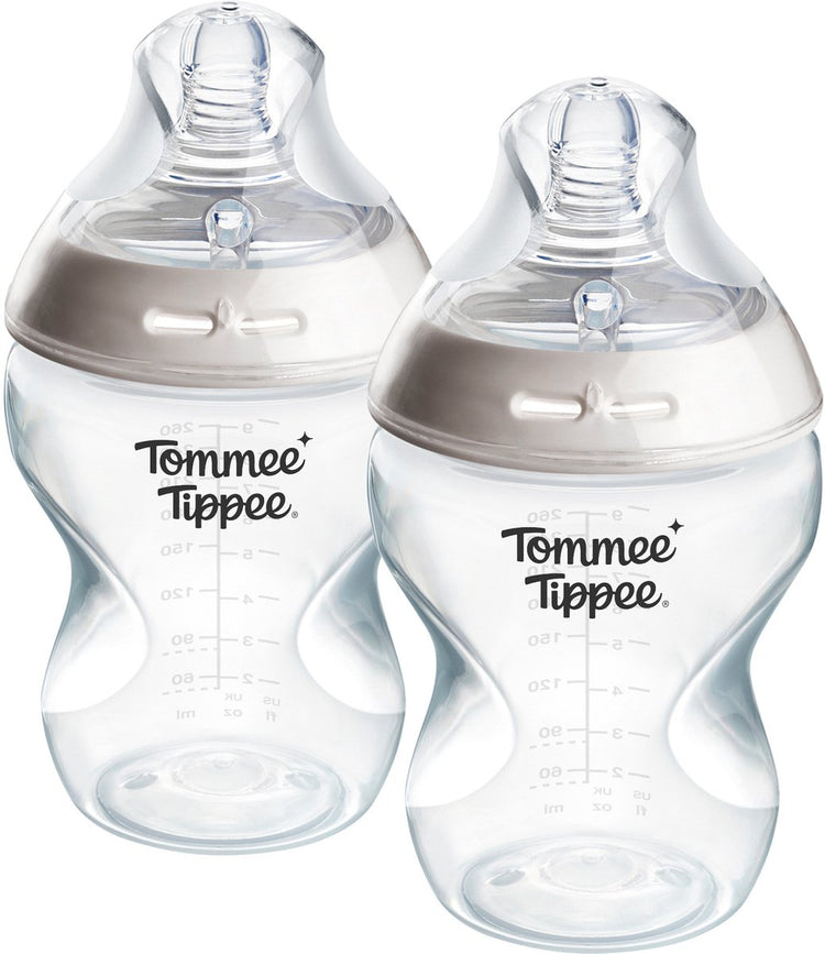 Biberons Tommee Tippee Natural Start - lot de 2 biberons 260 ml - faible débit - 0m+