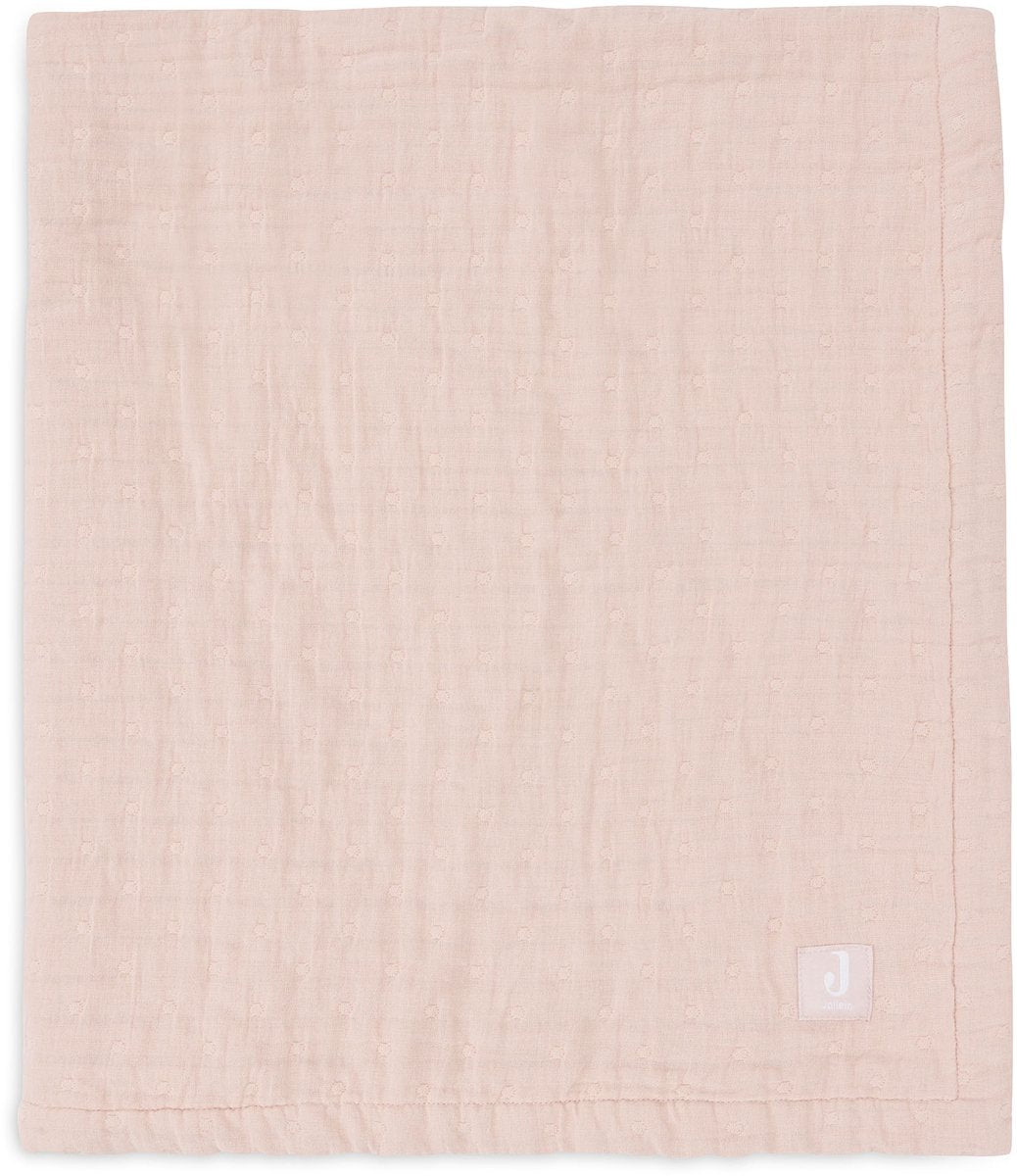 Jollein couverture bébé berceau jersey 75x100cm - jacquard rose sauvage - gots