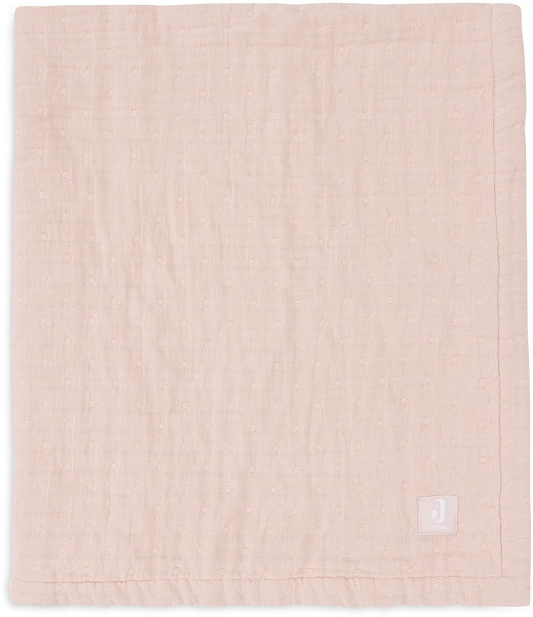 Jollein couverture bébé berceau jersey 75x100cm - jacquard rose sauvage - gots