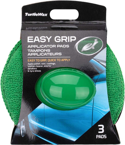 Tampons applicateurs Turtle Wax Easy Grip - 2 tampons en microfibre et 1 tampon en mousse - poignée confortable - permet un contrôle optimal - changement rapide des tampons grâce à la fixation velcro