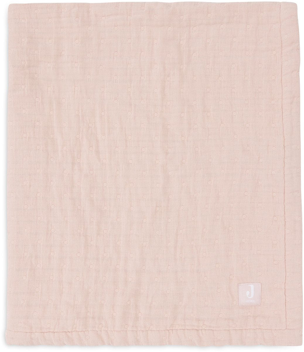 Jollein couverture bébé berceau jersey 75x100cm - jacquard rose sauvage - gots