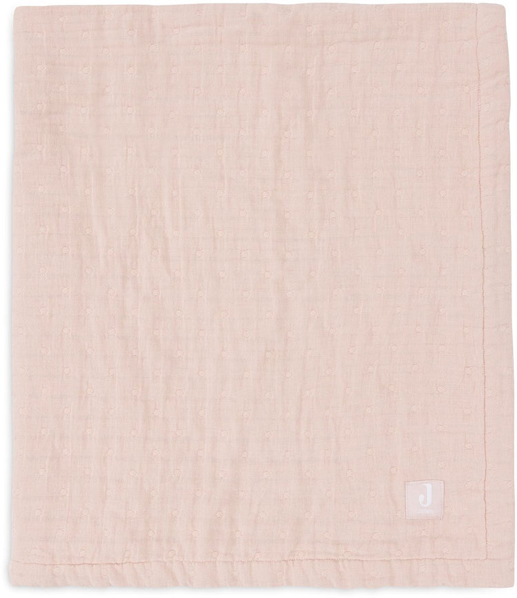 Jollein couverture bébé berceau jersey 75x100cm - jacquard rose sauvage - gots