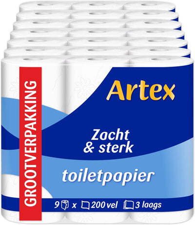 Papier toilette doux et résistant Artex - Papier toilette 3 épaisseurs - 63 rouleaux (7x9)
