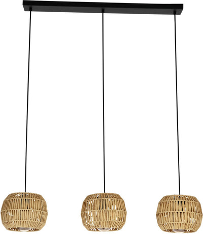 Lampe à suspension Eglo sheldon - e27 - 91 cm - noir marron naturel - papier