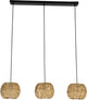 Lampe à suspension Eglo sheldon - e27 - 91 cm - noir marron naturel - papier