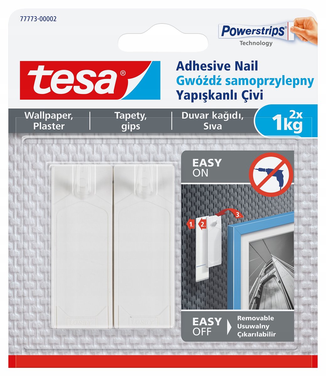 Tesa - clou autocollant - plâtre tapeten - 1 kg - blanc