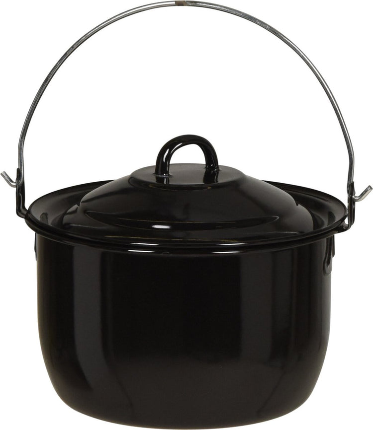 Poêle émaillée d'ambiance avec couvercle pour BBQ ø 20 cm 3,3 litres noir