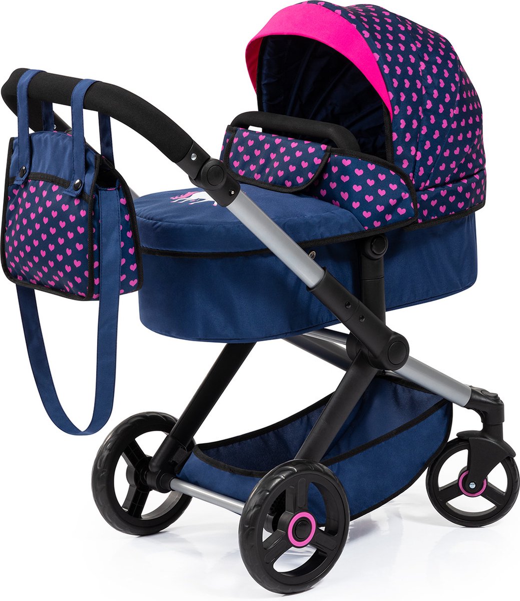 Bayer design combi landau pour poupées xeo - 72 x 38 x 65 cm - landau pour poupée - bleu et rose