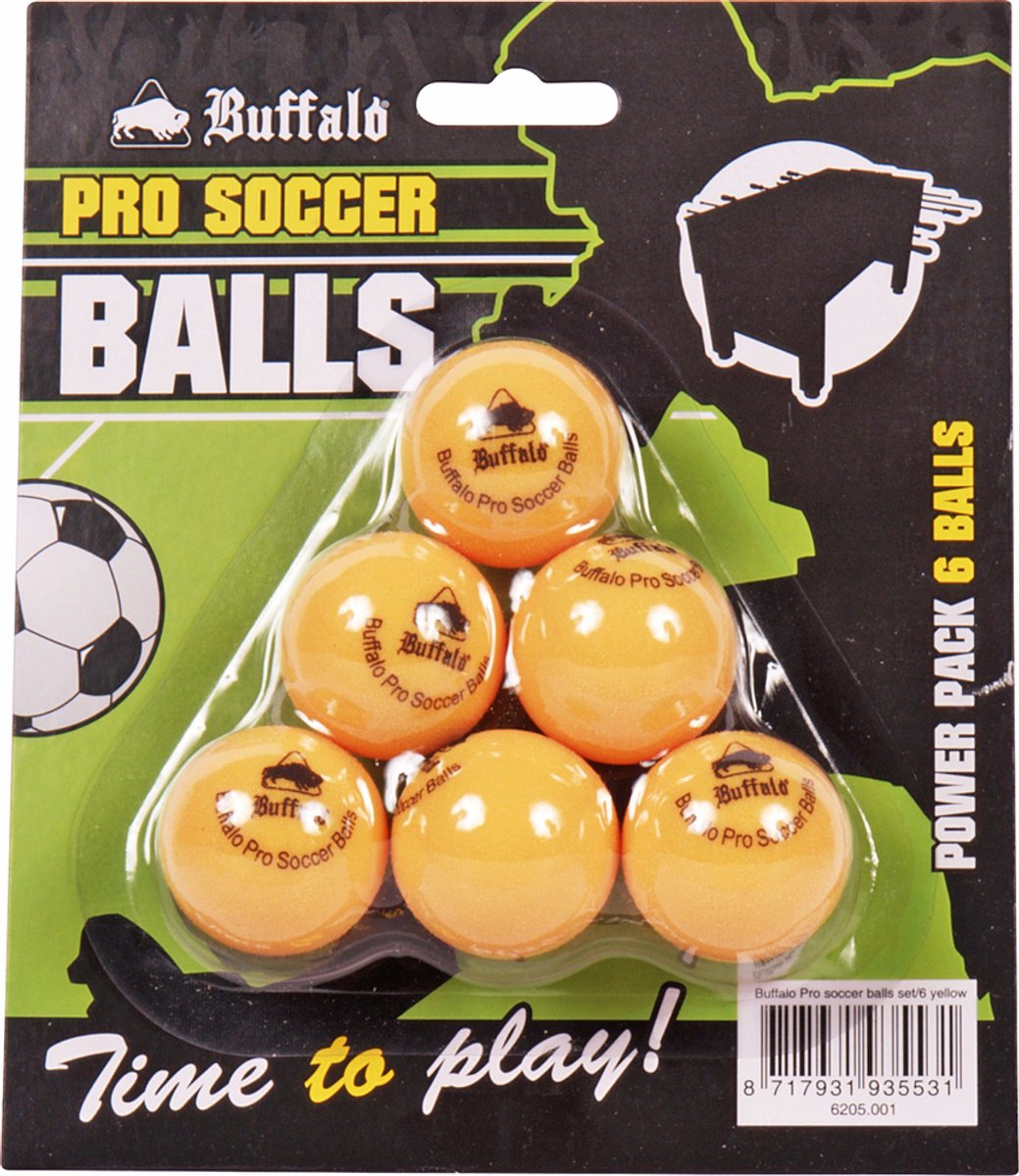 Buffalo pro set de ballons de baby-foot 6pcs jaune