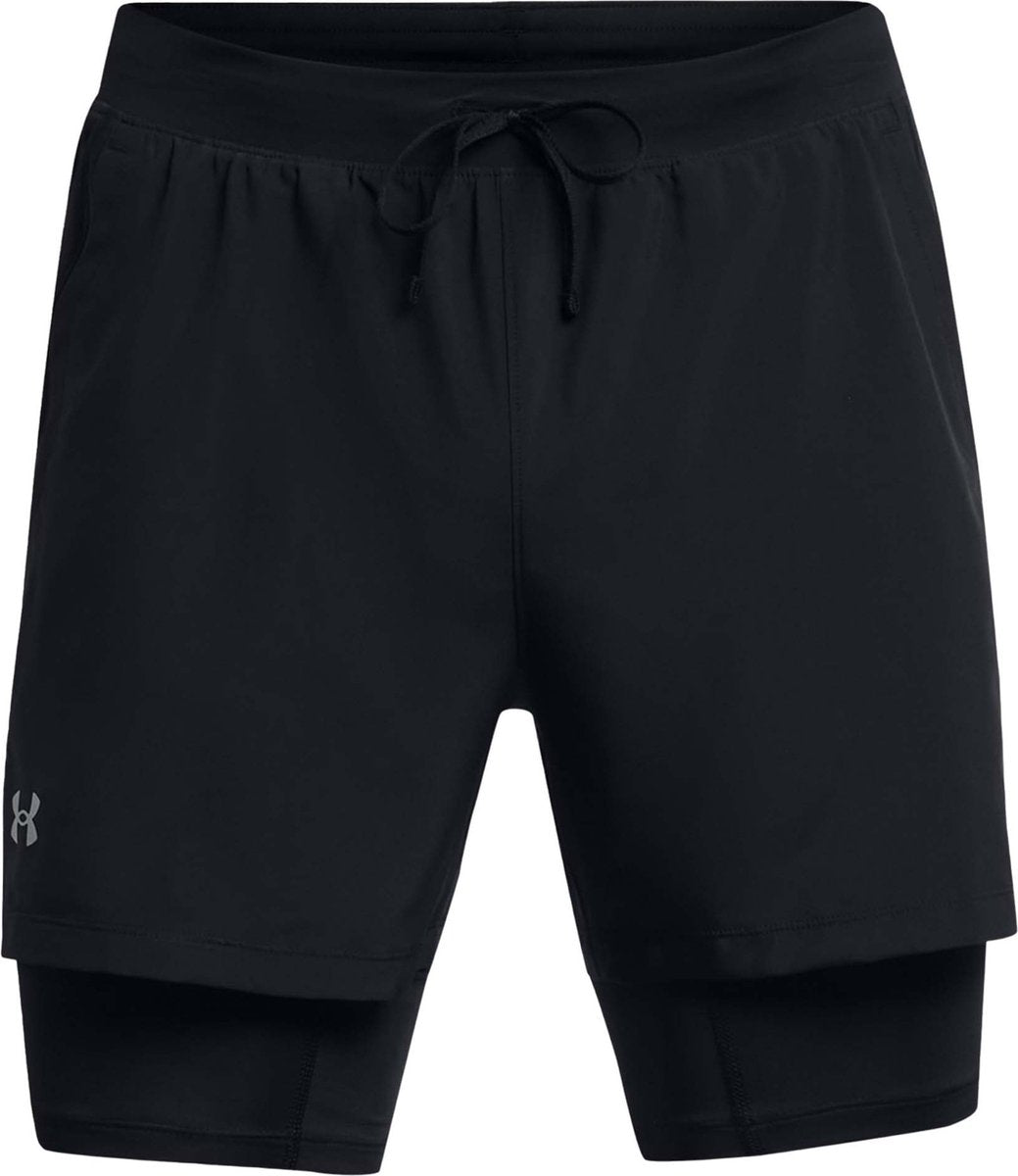 Under Armour UA Launch 5'' 2-in-1 Shorts-BLK Pantalon de sport pour hommes - Noir - Réfléchissant