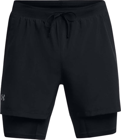 Under Armour UA Launch 5'' 2-in-1 Shorts-BLK Pantalon de sport pour hommes - Noir - Réfléchissant