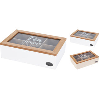 No brand boîte à thé mdf 6 compartiments | 2 pièces