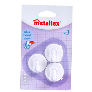 Metaltex Metaltex Adhesive crochets 3 pièces blanches