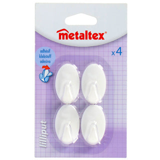 Metaltex Metaltex Crochets collants ovales Small 4 pièces blanches