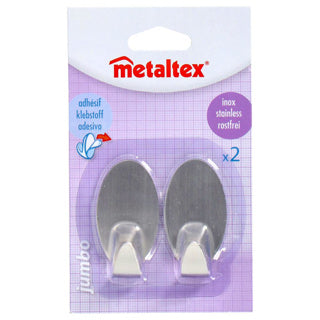 Metaltex Metaltex Crochets collants ovales 2 pièces en acier inoxydable
