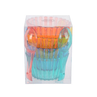 Bol en plastique avec cuillère assortis | 4 pièces