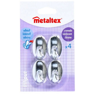 Metaltex Adhesive crochets 4 morceaux d'ovale chromé