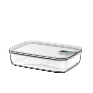 Récipient alimentaire en verre Mepal easyclip - 2,25 l - Récipient alimentaire en verre à fermeture coulissante - Convient au micro-ondes. four (à vapeur). réfrigérateur et congélateur - sauge nordique