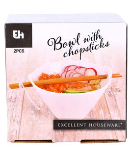 Bowl avec des baguettes en porcelaine