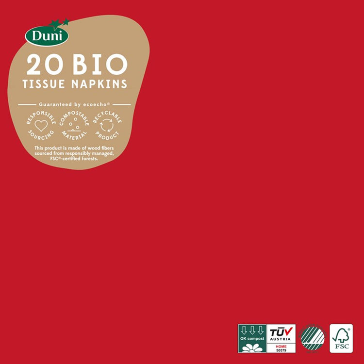 Serviettes Duni 33x33 rouge brillant