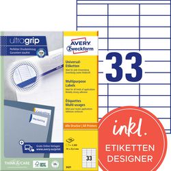 Etiquettes universelles 3421 avery zweckform 70x25,4mm