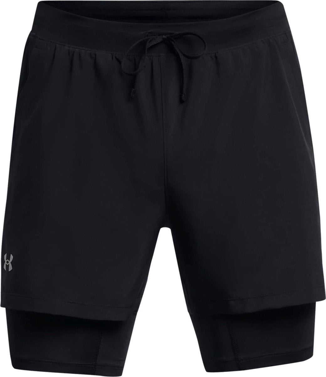 Under Armour UA Launch 5'' 2-in-1 Shorts-BLK Pantalon de sport pour hommes - Noir - Réfléchissant