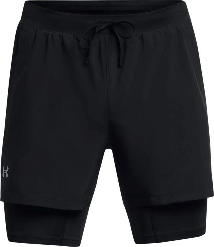 Under Armour UA Launch 5'' 2-in-1 Shorts-BLK Pantalon de sport pour hommes - Noir - Réfléchissant