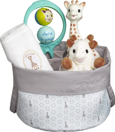 Panier de naissance Sophie la girafe - coffret cadeau bébé - cadeau maternité - cadeau baby shower - 21x21x20 cm - dès 0 mois - 5 pièces