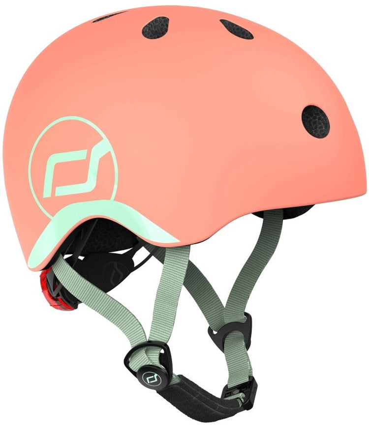 Scoot ride casque enfant scoot and ride xxs-s - pêche - pour 1-4 ans - avec lumière LED