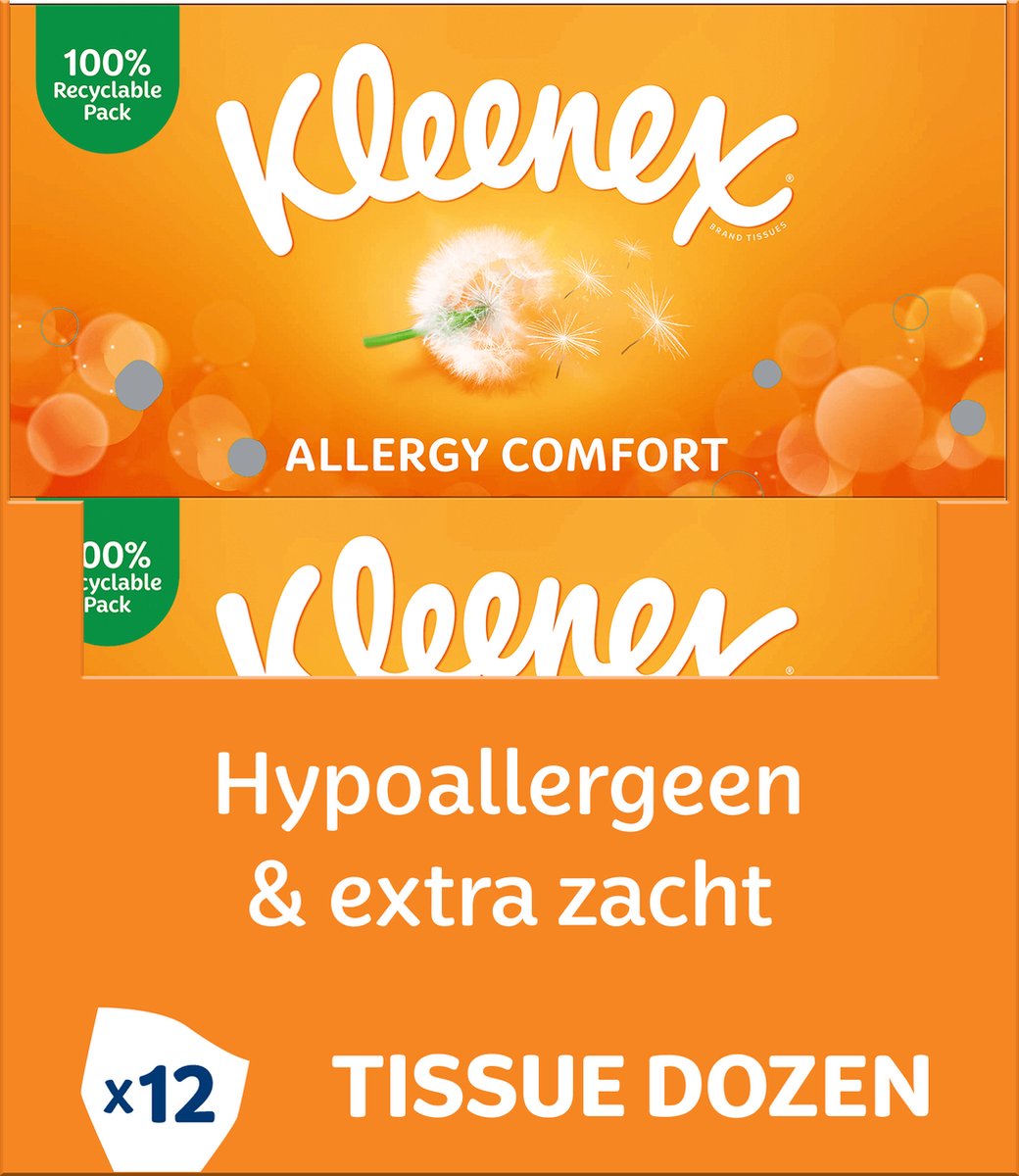 Mouchoirs Kleenex - confort allergique - pack économique - 12 x 56 pièces (672 mouchoirs)