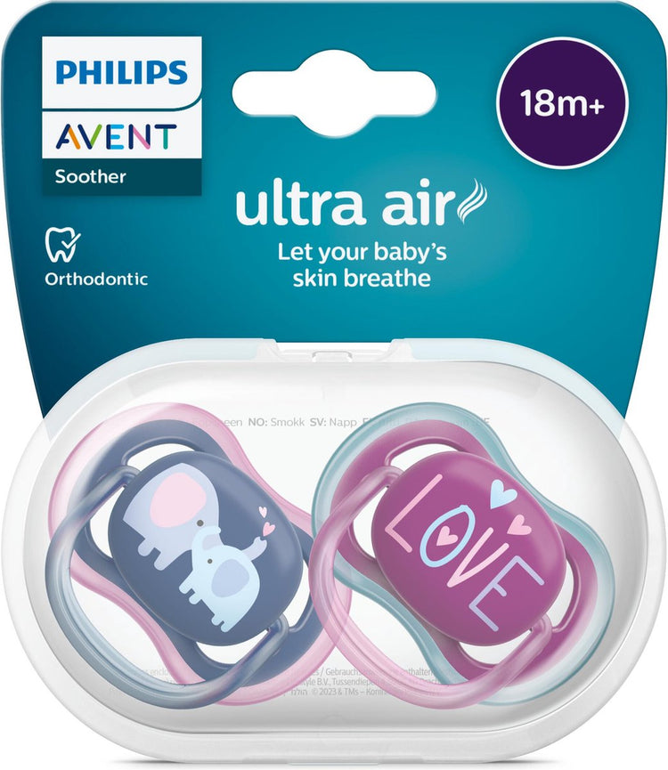 Sucette Philips avent ultra air - plus de 18 mois - 2 sucettes - amour éléphant bleu foncé violet - scf349 22