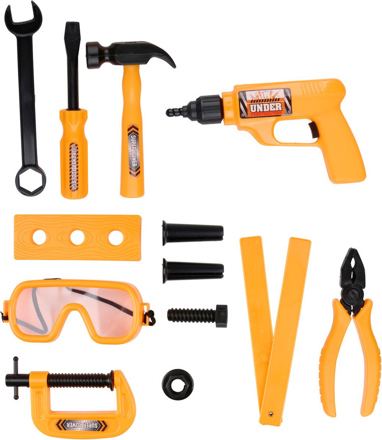 Eddy Toys Tool Set 13 pièces - Ensemble d'outils jouets - Outils pour enfants avec pince à marteau et perceuse jouet - Ne convient pas aux 0-3 ans