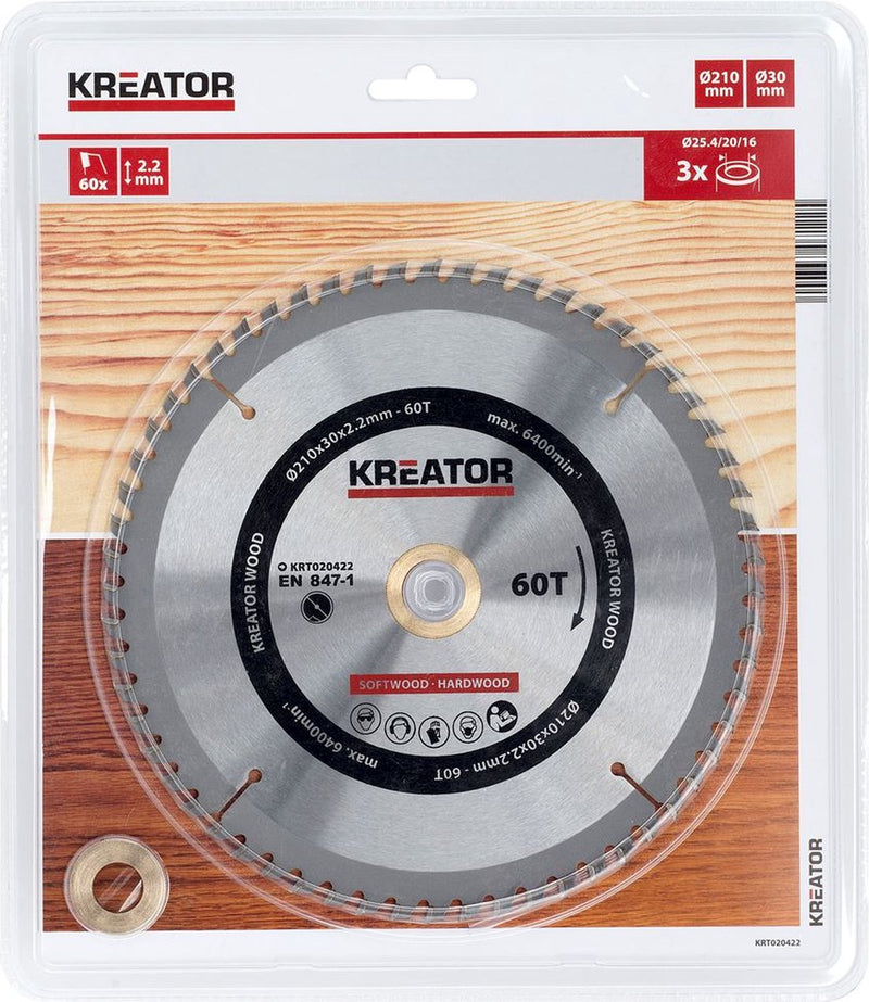 Kreator krt020422 lame de scie bois 210 mm - 60t