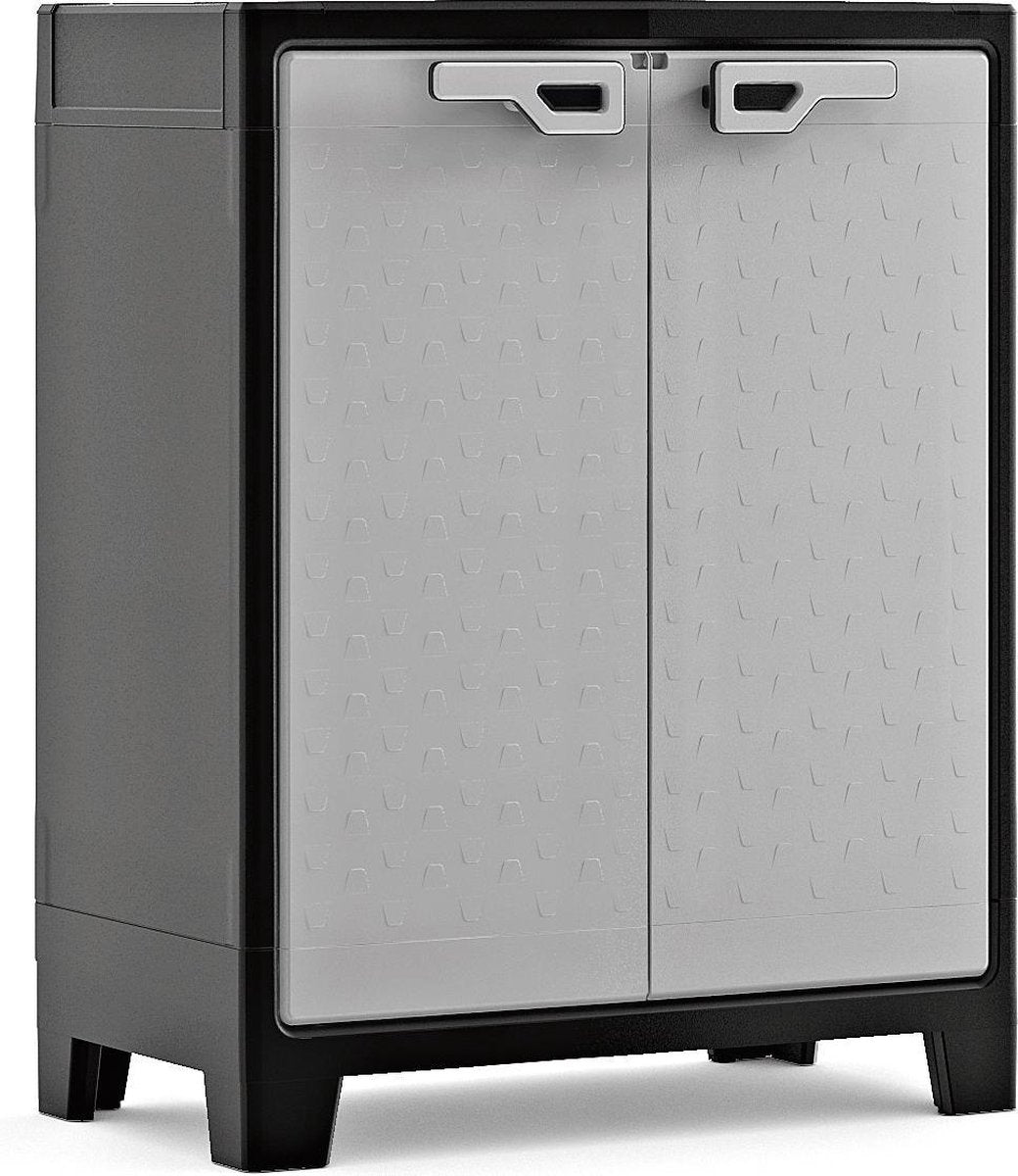 Keter meuble bas titan - 2 étagères - 80x44x100cm - gris noir