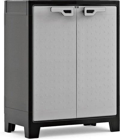 Keter meuble bas titan - 2 étagères - 80x44x100cm - gris noir