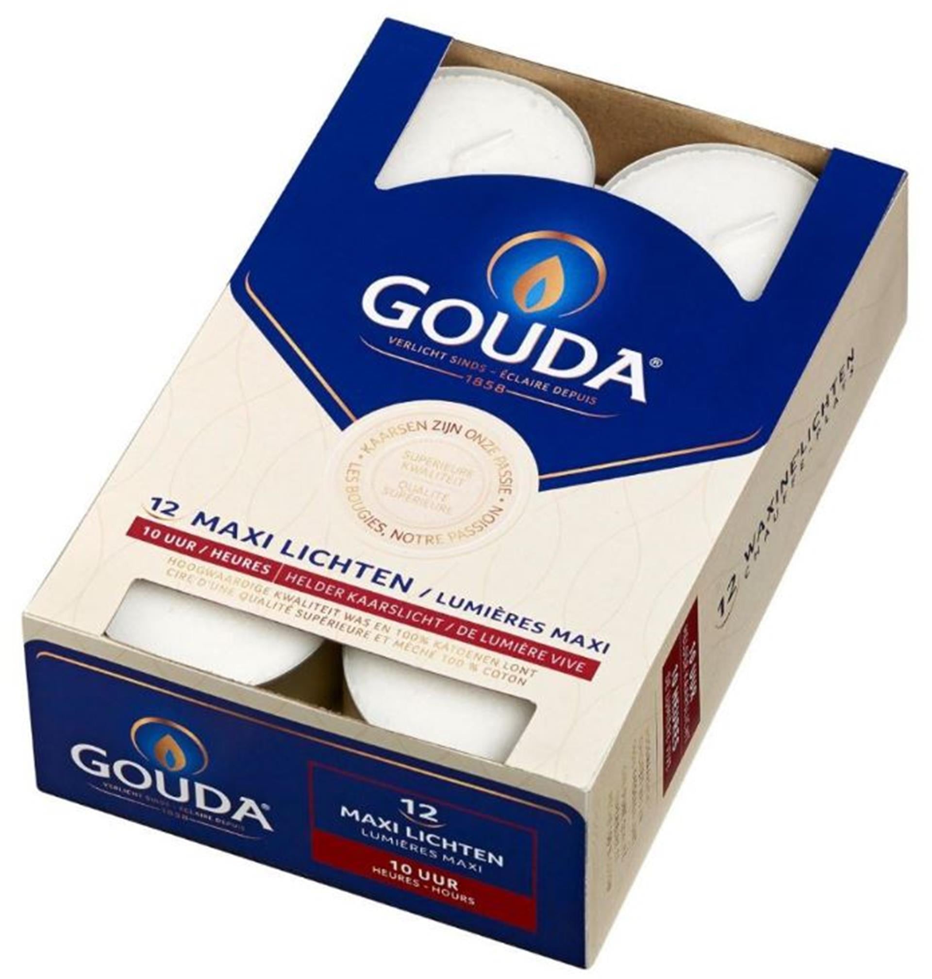 Gouda Tealights 12 pièces 10 heures de brûlure blanc