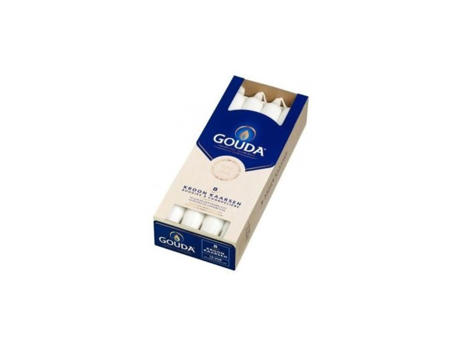 Gouda Gouda Kronkaarsen 24 x 2,4 cm 8 pièces blanches