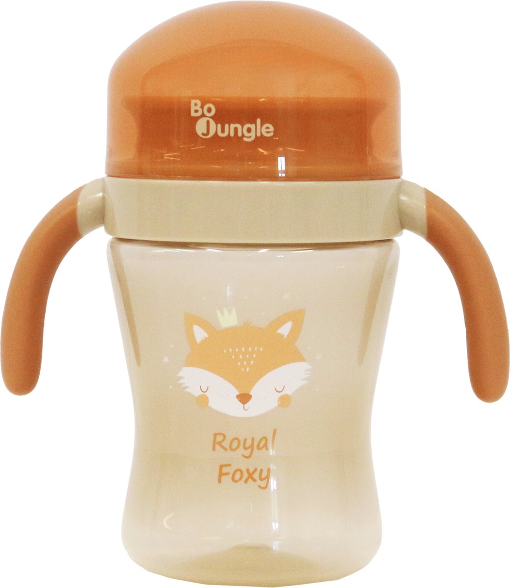 Bo jungle - gobelet vaisselle enfant - gobelet anti-déversement 360° - 240 ml - avec poignées et couvercle - gobelet royal foxy 360°