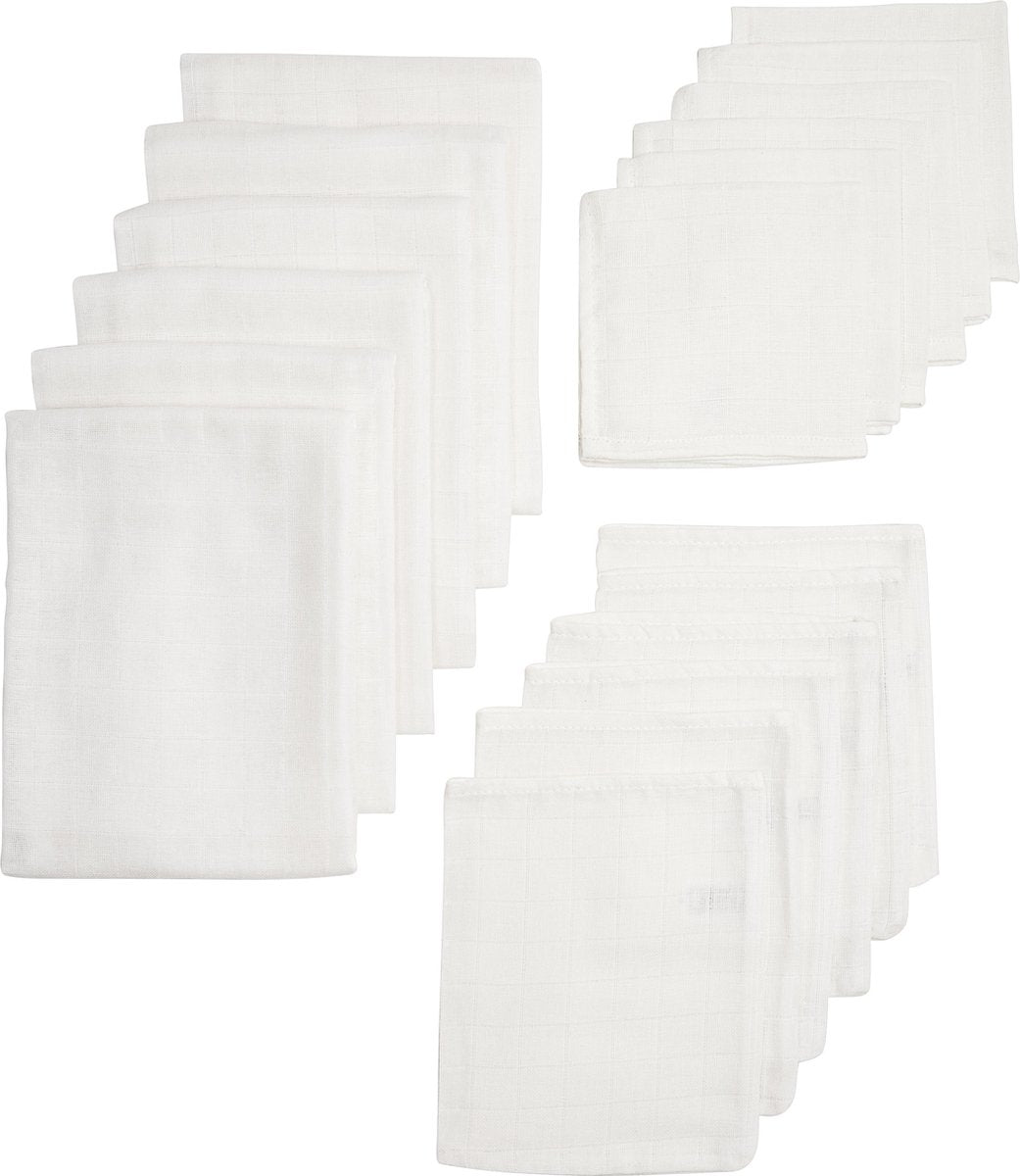 Meyco baby uni starter set - pack de 18 - hydrophile - blanc