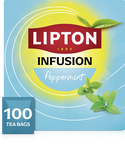 Lipton un moment pour se détendre thé à la menthe poivrée - 100 sachets de thé - tisane à la menthe poivrée - paquet en vrac - 1 boîte