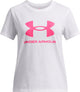 Under armour ua big logo ss chemise de sport unisexe - blanc - rose