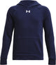 Under armour ua rival polaire sweat à capuche-bleu pull de sport pour garçons - marine minuit - blanc