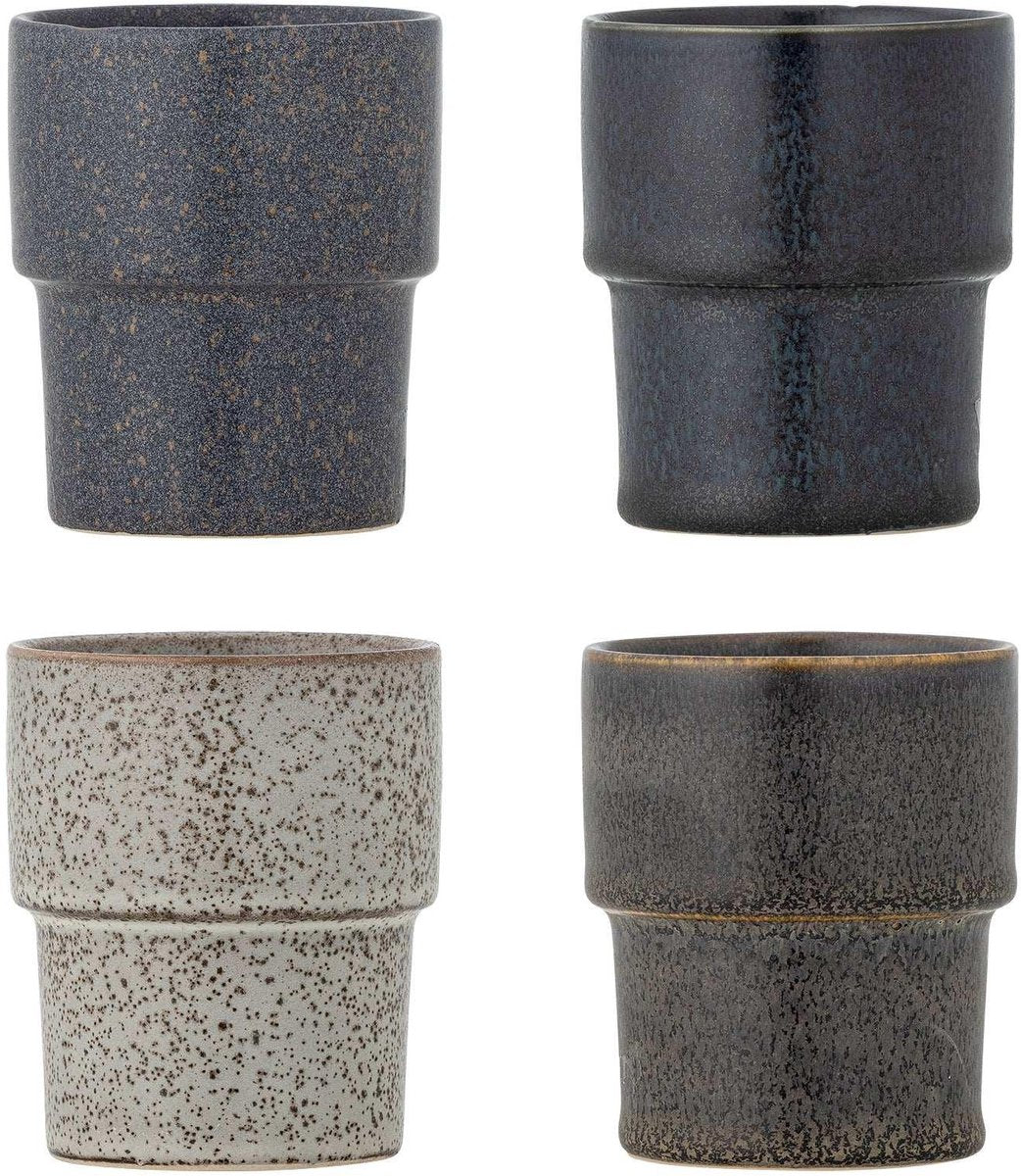 Bloomingville mug faïence marron ewan - lot de 4