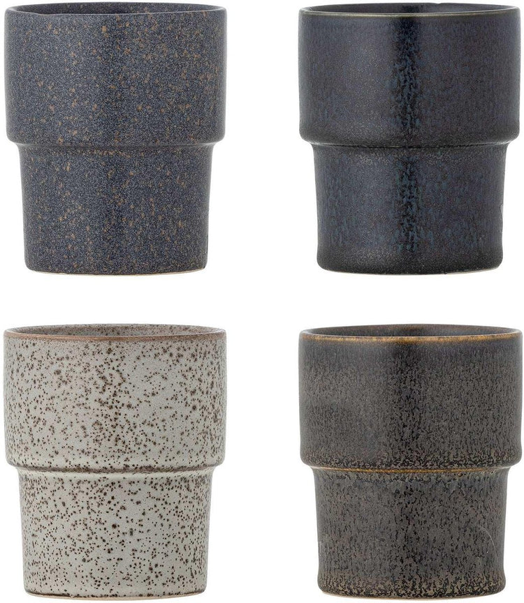 Bloomingville mug faïence marron ewan - lot de 4