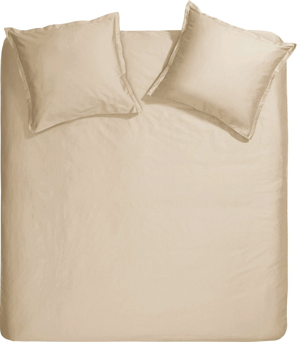 Housse de couette Cendrillon dimanche - 2 personnes - satin - 200x200 220 cm - sable clair + 2 taies d'oreiller 60x70